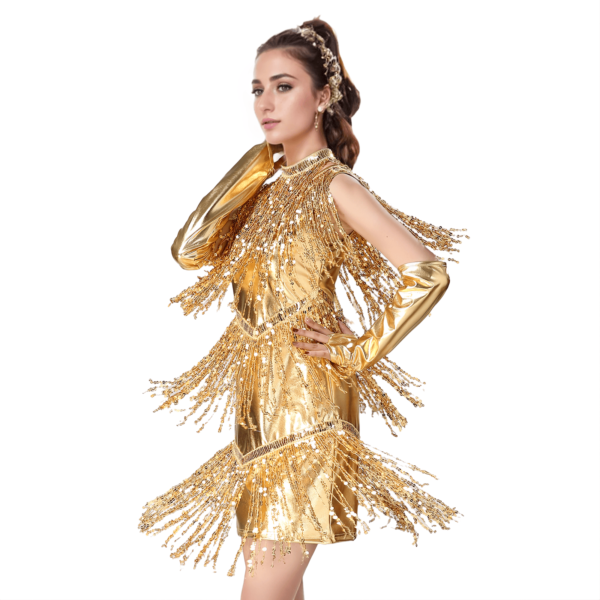 Sequin Fringe Competition Dress - Image 3