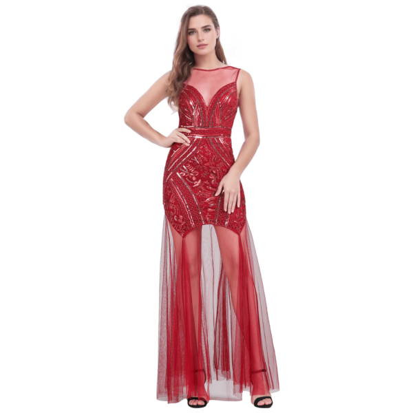 Mesh Sequin Evening Dress Plus Size - Image 2