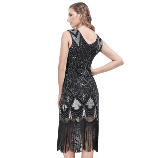 V-neck Sequin Fringe Party Dress - Image 2