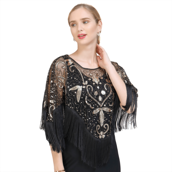 Sequin Mesh Dance Cape